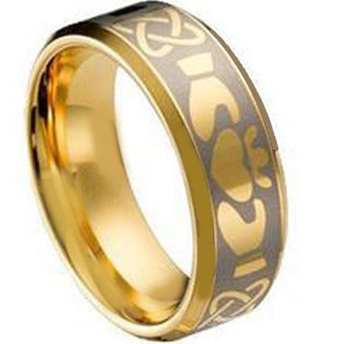 Gold Ring For Women Gold Tone Tungsten Carbide Mo Anam Cara Irish Celtic Ring