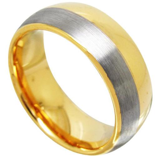 Gold Engagement Rings Gold Tone Tungsten Carbide Offset Line Dome Ring