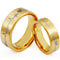 Simple Gold Ring Gold Tone Tungsten Carbide Pipe Cut Flat Heartbeat Ring