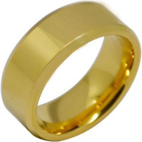 Gold Engagement Rings Gold Tone Tungsten Carbide Pipe Cut Flat Polished Shiny Ring