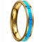 Gold Ring For Men Gold Tone Tungsten Carbide Flat Ring With Opal