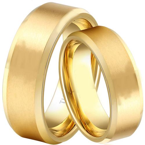 Gold Band Ring Gold Tone Tungsten Carbide Polished Matt Ring