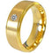 Simple Gold Ring Gold Tone Tungsten Carbide Step Ring With 0.04ct Genuine White Diamond