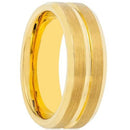 Gold Ring For Men Gold Tungsten Carbide Center Groove Ring