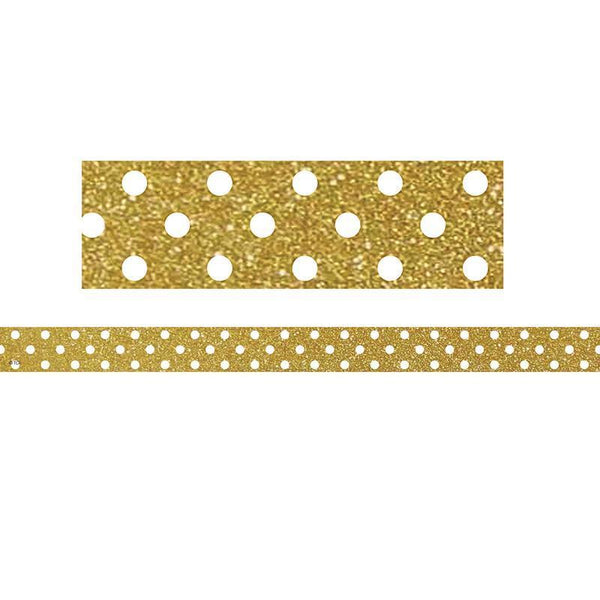 GOLD WITH WHITE POLKA DOTS STRIPS-Learning Materials-JadeMoghul Inc.