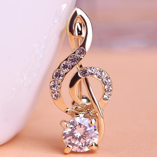 Gold Zircon Note Brooches Bouquet Crystal Corsage - Hijab Pin Up Clip-Gold crystal-JadeMoghul Inc.