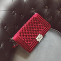 Golden Finger Brand Crossbody Bags Diamond Lattice Women Bag Designer Handbags High Quality Chain Ladies Women Messenger Bag-velvet red-JadeMoghul Inc.