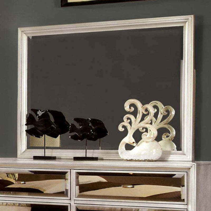 Golva Contemporary Style Mirror , Silver-Makeup Mirrors-Silver-Mirror Solid Wood Wood Veneer & Others-JadeMoghul Inc.