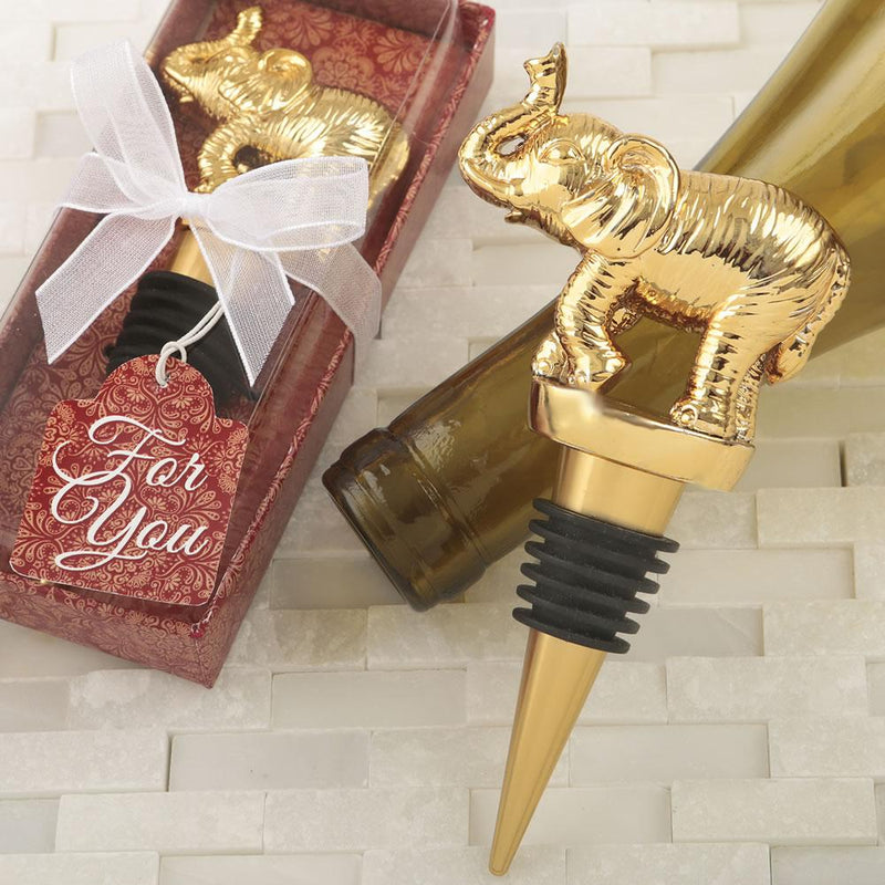 Good fortune elephant design gold bottle stopper-Favors by Theme-JadeMoghul Inc.