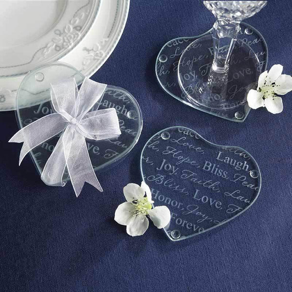 Good Wishes Heart Glass Coaster-Personalized Coasters-JadeMoghul Inc.