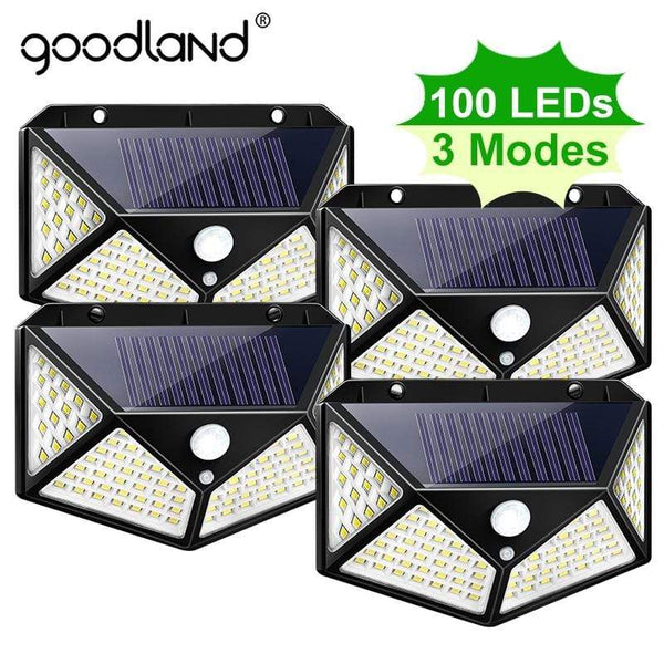 Goodland 100 LED Solar Light Outdoor Solar Lamp Powered Sunlight Waterproof PIR Motion Sensor Street Light for Garden Decoration AExp