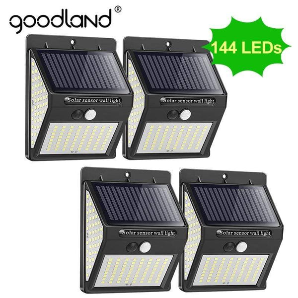 Goodland 144 100 LED Solar Light Outdoor Solar Lamp PIR Motion Sensor Solar Powered Sunlight Street Light for Garden Decoration AExp