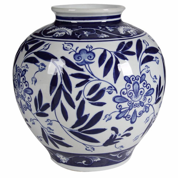 Gorgeous Pot Shaped Vase-Vases-White & Blue-CERAMIC-JadeMoghul Inc.