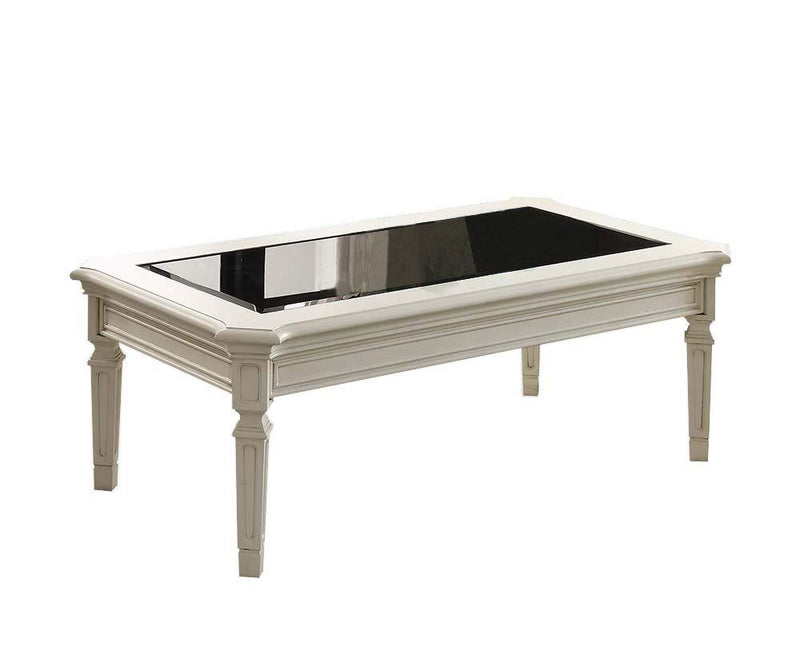 Graceful Coffee Table, Antique White-Coffee Tables-Antique White-Mirror Poplar Wood Birch Veneer MDF-JadeMoghul Inc.