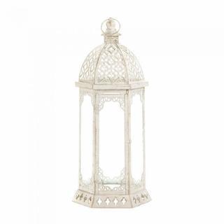 Decorative Lantern Graceful Distressed White Large Lantern