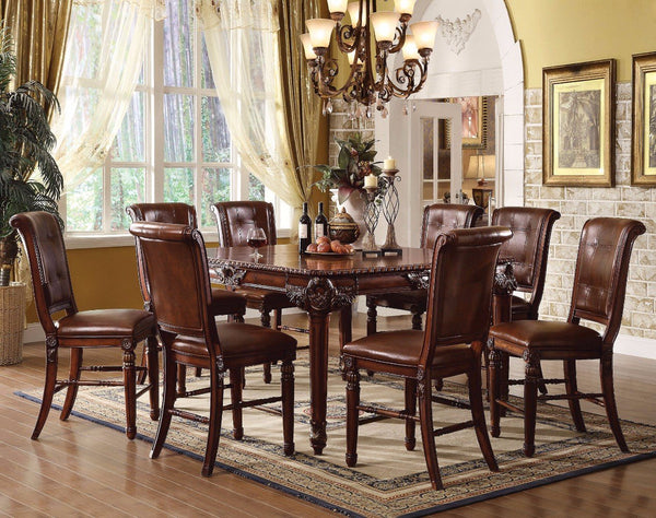 Gracious Counter Height Table, Cherry-Console Tables-Cherry Brown-Wood Poplar WoodWood Veneer MDFPolyResin Dcor-JadeMoghul Inc.