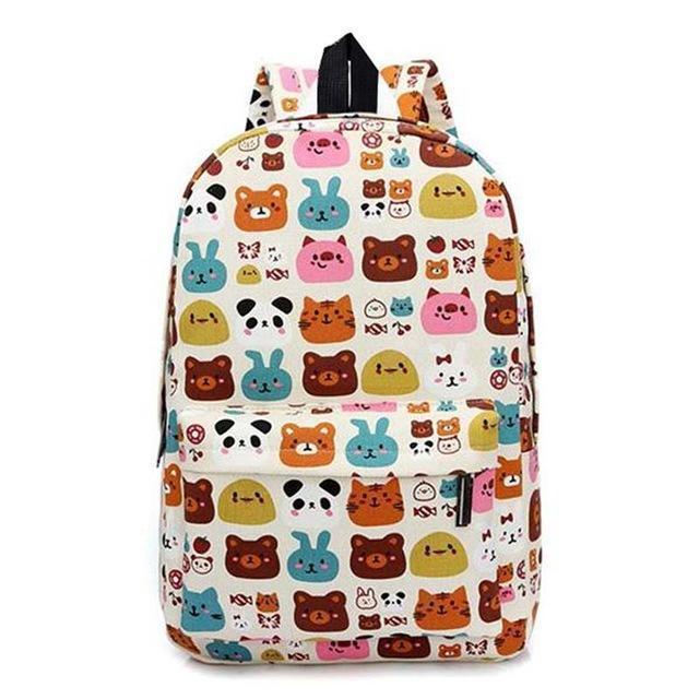 Graffiti Canvas Backpack Students School Bag For Teenage Girls Boys Backpacks Bags Cartoon Printing Rucksack Street Escolar 1065-Bear-JadeMoghul Inc.