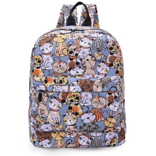 Graffiti Canvas Backpack Students School Bag For Teenage Girls Boys Backpacks Bags Cartoon Printing Rucksack Street Escolar 1065-Cat-JadeMoghul Inc.