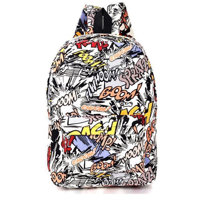 Graffiti Canvas Backpack Students School Bag For Teenage Girls Boys Backpacks Bags Cartoon Printing Rucksack Street Escolar 1065-Explosion letters-JadeMoghul Inc.
