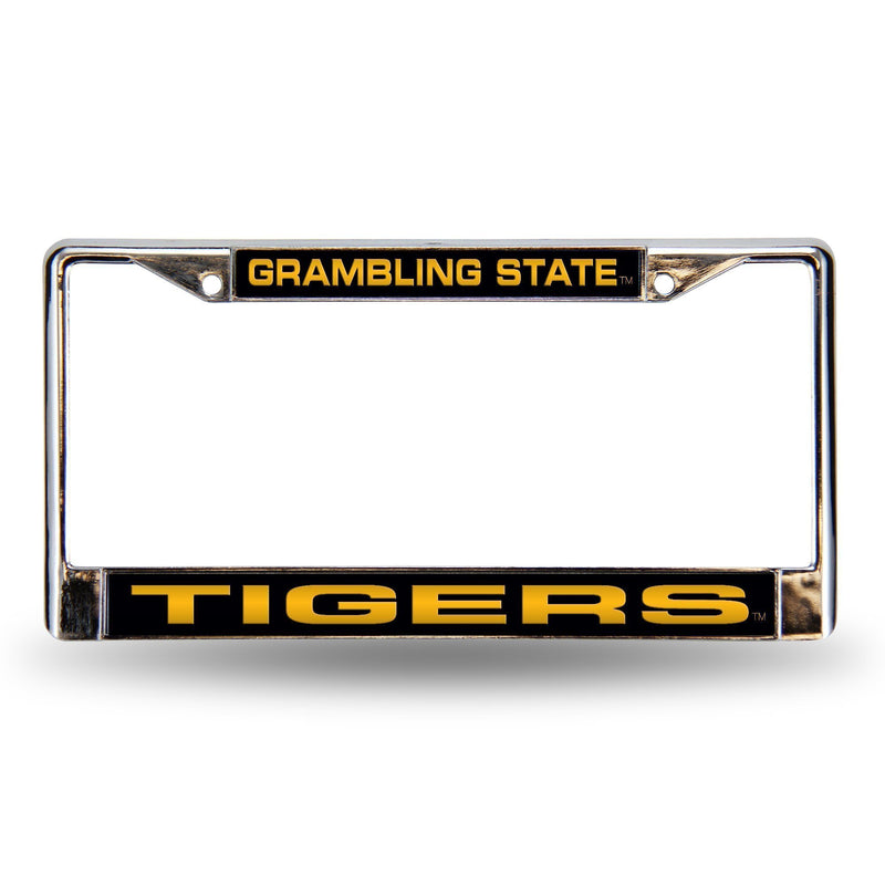 Ford License Plate Frame Grambling State Laser Chrome Frame