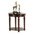 GRANVIA Contemporary End Table, Dark Cherry-Side Tables and End Tables-Dark Cherry-Tempered Glass Solid Wood Wood Veneer & Others-JadeMoghul Inc.