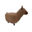 Grass Mud Horse Shape Wooden Storage Ottoman with Fabric Upholstery, Brown