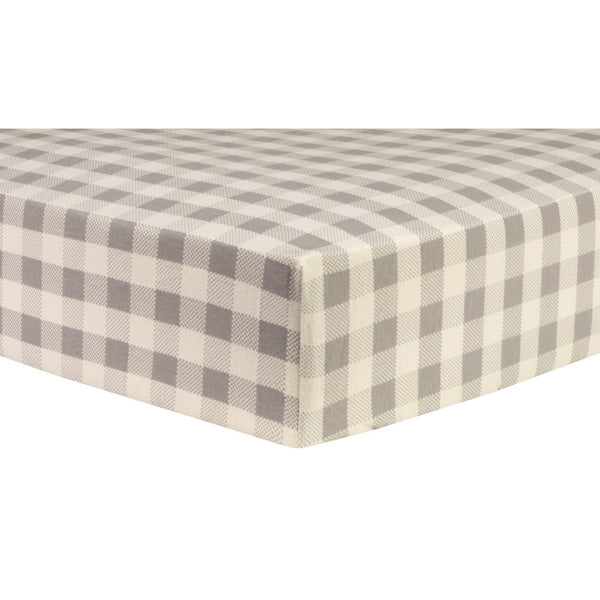 Gray and Cream Buffalo Check Deluxe Flannel Fitted Crib Sheet-PLAID-JadeMoghul Inc.