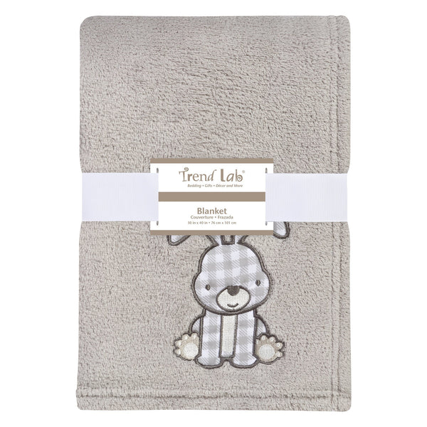 Gray Bunny Plush Baby Blanket-BUNNY-JadeMoghul Inc.