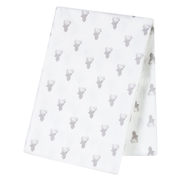 Gray Stag Silhouettes Jumbo Deluxe Flannel Swaddle Blanket-GRAY DV-JadeMoghul Inc.