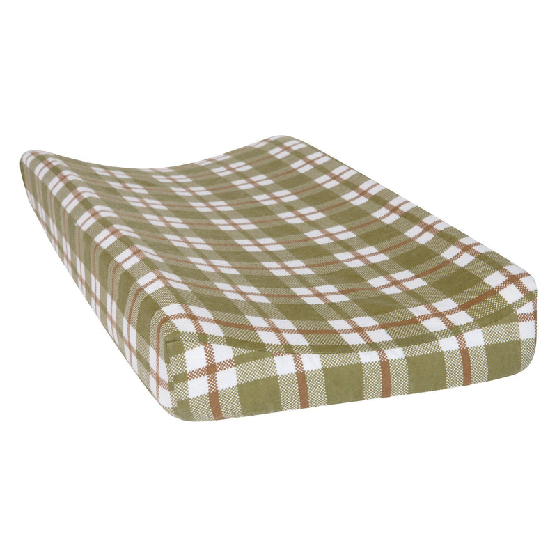 Green and Brown Plaid Deluxe Flannel Changing Pad Cover-DEER LODGE-JadeMoghul Inc.