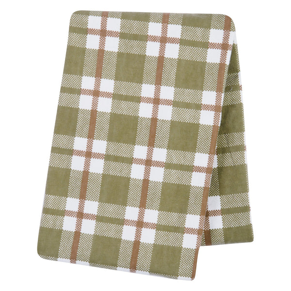 Green and Brown Plaid Deluxe Flannel Swaddle Blanket-DEER LODGE-JadeMoghul Inc.