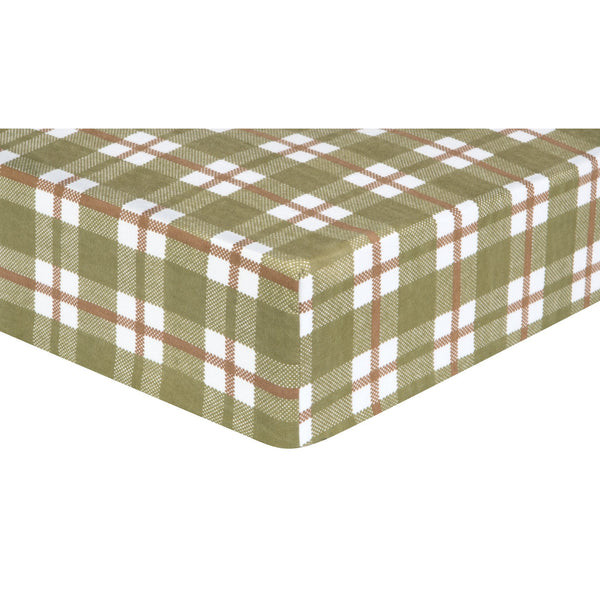 Green and Brown Plaid Flannel Fitted Crib Sheet-DEER LODGE-JadeMoghul Inc.