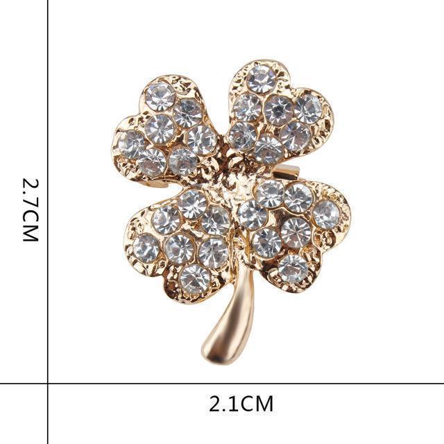 Green Four Leaf Clover and Rhinestones Lapel Pins or Brooches for Women or Men in Assorted Designs-30263-JadeMoghul Inc.