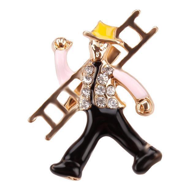 Green Four Leaf Clover and Rhinestones Lapel Pins or Brooches for Women or Men in Assorted Designs-30263-JadeMoghul Inc.