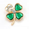 Green Four Leaf Clover and Rhinestones Lapel Pins or Brooches for Women or Men in Assorted Designs-30264-JadeMoghul Inc.