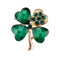 Green Four Leaf Clover and Rhinestones Lapel Pins or Brooches for Women or Men in Assorted Designs-30265-JadeMoghul Inc.
