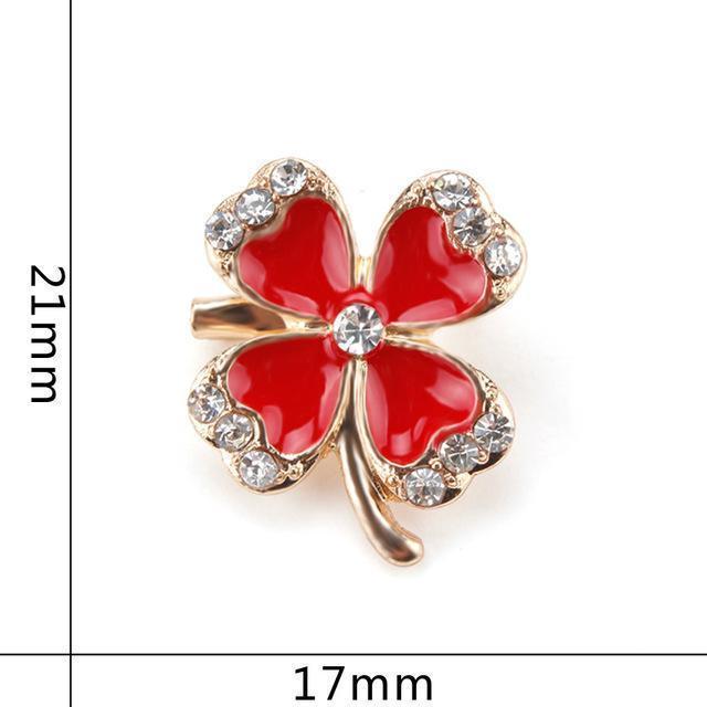 Green Four Leaf Clover and Rhinestones Lapel Pins or Brooches for Women or Men in Assorted Designs-30267-JadeMoghul Inc.