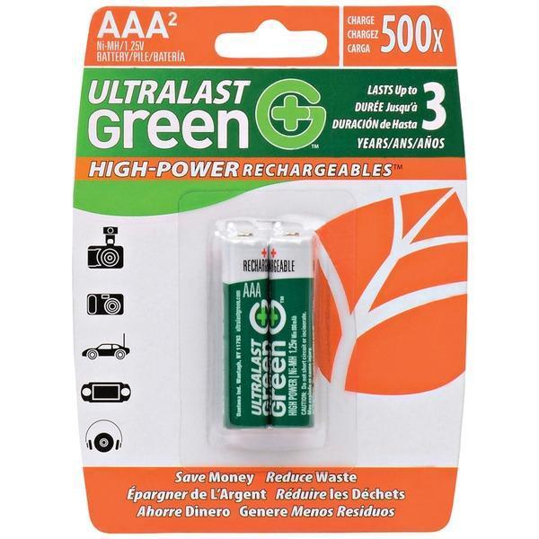 Green High-Power Rechargeables AAA NiMH Batteries, 2 pk-Round Cell Batteries-JadeMoghul Inc.