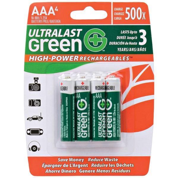 Green High-Power Rechargeables AAA NiMH Batteries, 4 pk-Round Cell Batteries-JadeMoghul Inc.