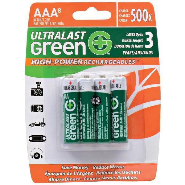 Green High-Power Rechargeables AAA NiMH Rechargeable Batteries (8 pk)-Round Cell Batteries-JadeMoghul Inc.