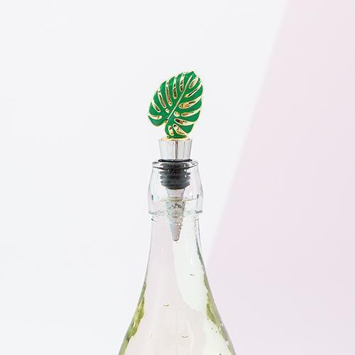 Green Tropical Leaf Bottle Stopper (Pack of 1)-Popular Wedding Favors-JadeMoghul Inc.