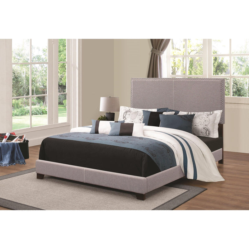 Grey Upholstered Eastern King Bed-Platform Beds-Grey-Wood-JadeMoghul Inc.