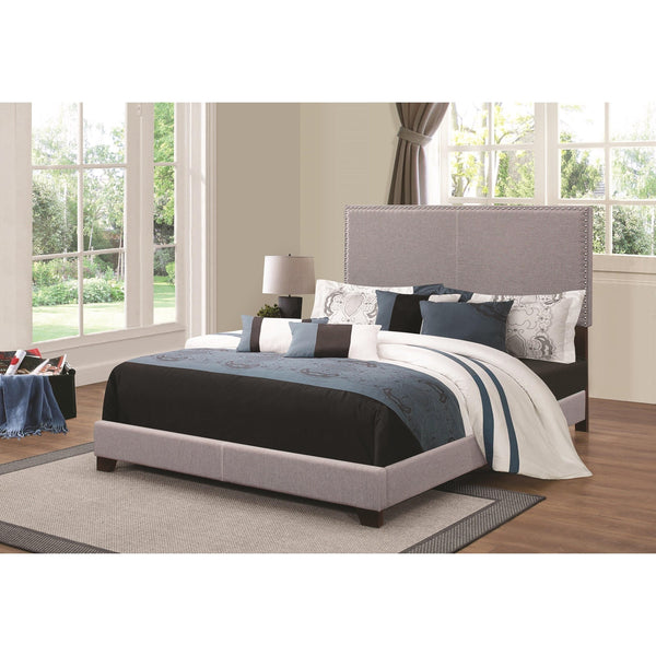 Grey Upholstered Full Bed-Platform Beds-Grey-Wood-JadeMoghul Inc.