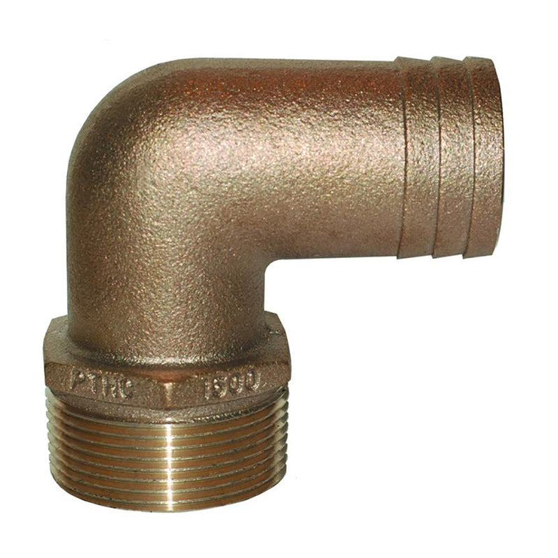 GROCO 1-1-2" NPT x 1-1-2" ID Bronze 90 Degree Pipe to Hose Fitting Standard Flow Elbow [PTHC-1500]-Fittings-JadeMoghul Inc.