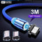 GTWIN Magnetic Cable Micro USB Type C Charger For iPhone Samsung Xiaomi 3M Magnet USB Cable Fast Charging Phone Charge Cord Wire AExp