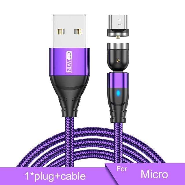 GTWIN Magnetic USB Cable For iPhone Charger 540 Degree Rotate USB Type C Cable For Xiaomi Samsung Magnet Charge Micro USB Cable AExp