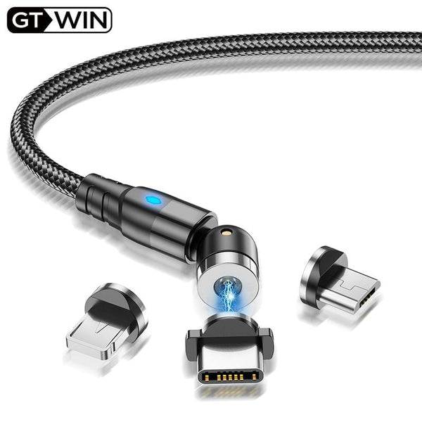 GTWIN Magnetic USB Cable For iPhone Charger 540 Degree Rotate USB Type C Cable For Xiaomi Samsung Magnet Charge Micro USB Cable AExp