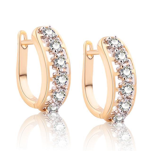 GULICX Brand New 2017 Hollow Huggie Ear Piercing Hoop Earring for Women Gold-color Earing White CZ Wedding Jewelry E202--JadeMoghul Inc.