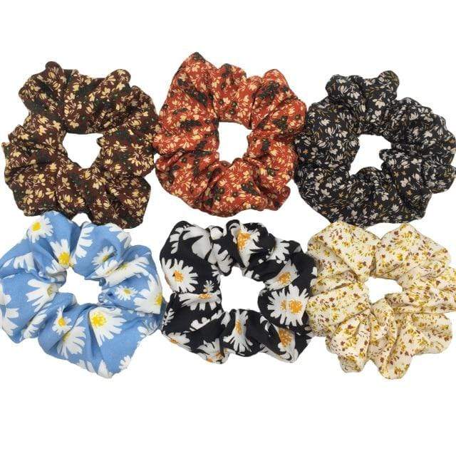 Hair Accessories Ties Scrunchies Christmas Headwear Set Chiffon Women Girls Strips Fashion Solid Leopard Floral Satin 6pcs/pack AExp