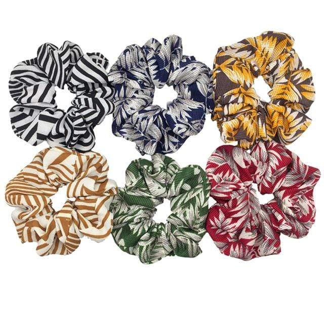 Hair Accessories Ties Scrunchies Christmas Headwear Set Chiffon Women Girls Strips Fashion Solid Leopard Floral Satin 6pcs/pack AExp